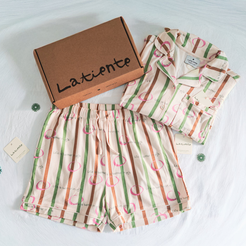 The Gift Set- Life is Better in PJ's Short Sleeve Set x Candle