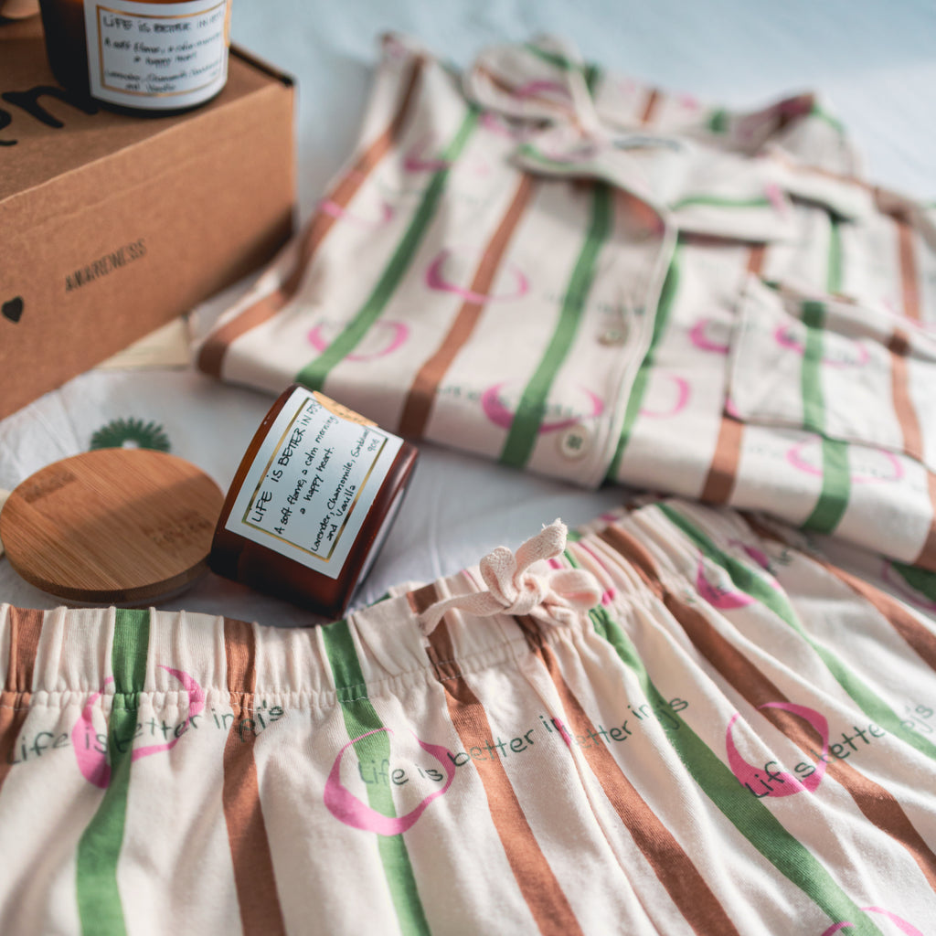 The Gift Set- Life is Better in PJ's Short Sleeve Set x Candle