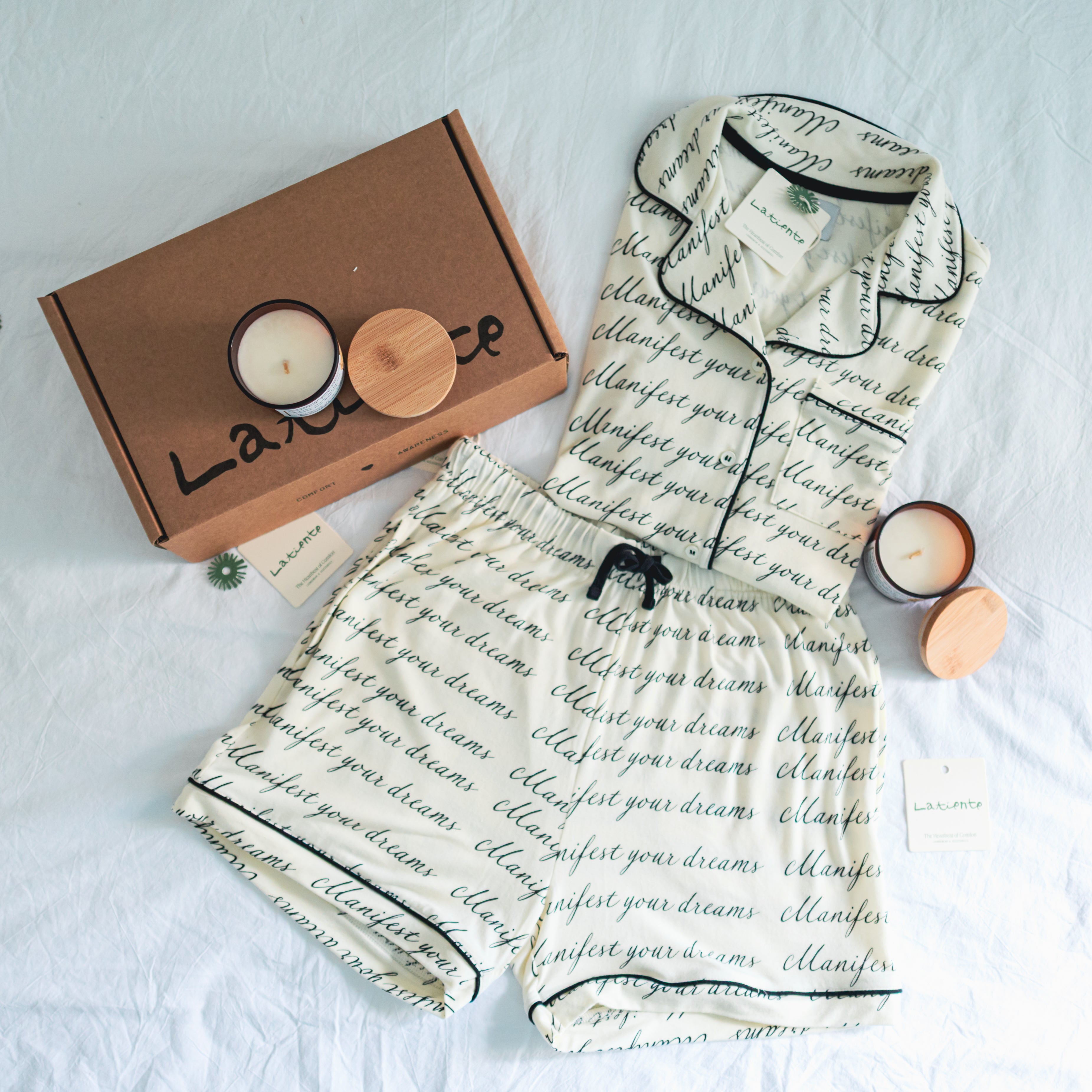 The Gift Set -Manifest your Dreams Short Sleeve Set x Candle